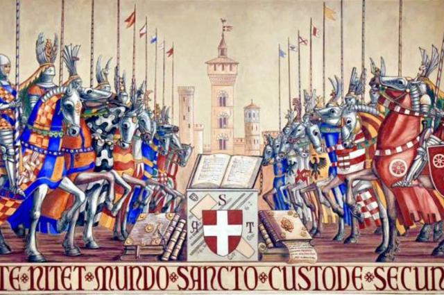 Средневековая миниатюра Противостояние гвельфов и гибеллинов